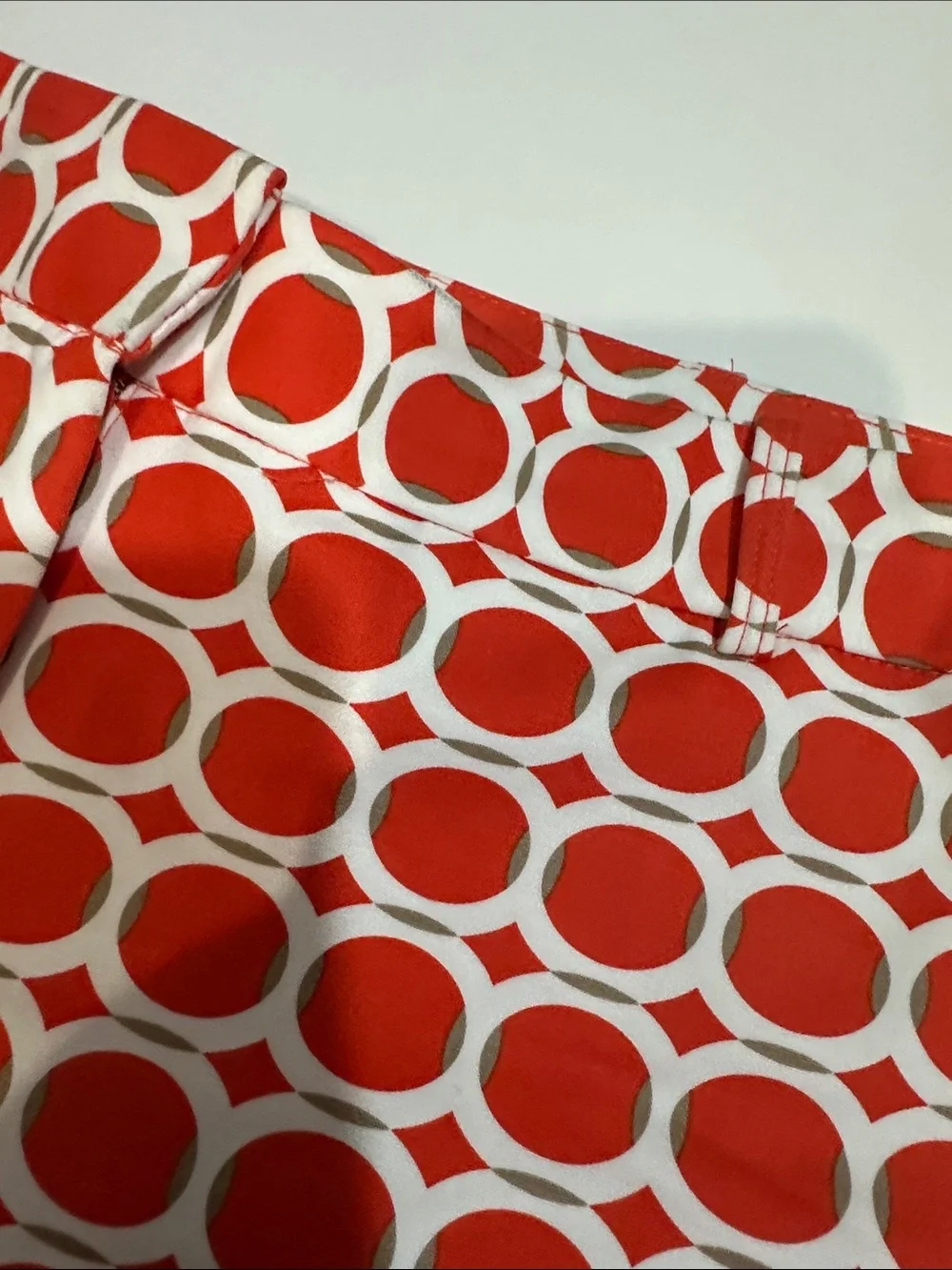 Michael Kors Red and White Circle-Print Skirt